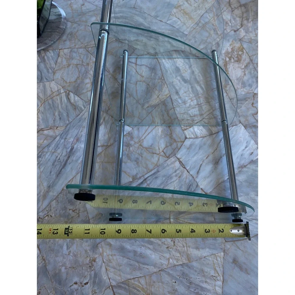 Modern 3 Tier Small Glass Corner Shelf Metal Frame Minimalist Storage Unit